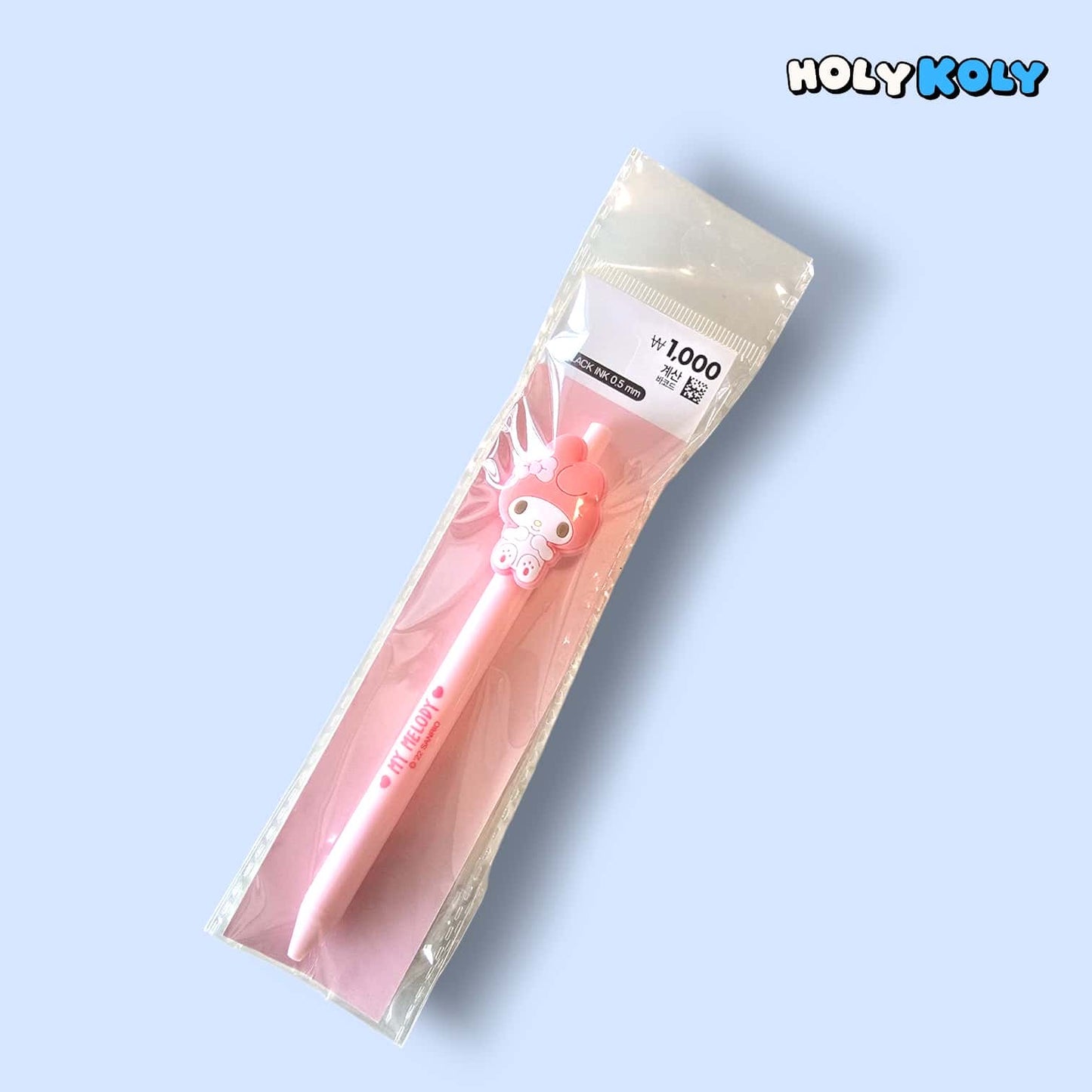 daiso korea sanrio My Melody ballpoint pen in retail pack with pink body and 0.5mm black ink