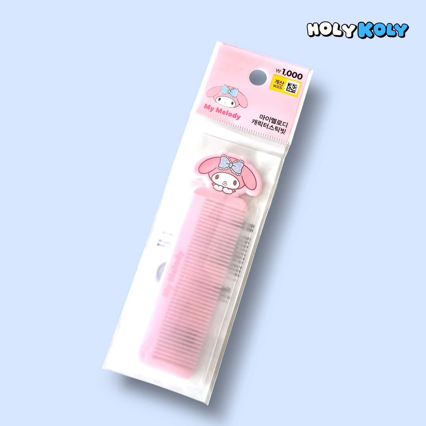 daiso korea sanrio My Melody stick comb in retail package with cute pink design and blue bow character topper