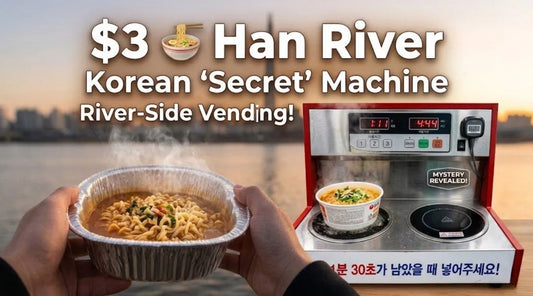 Han River ramen Korea — eating instant ramen by the Han River Seoul golden hour $3 Korean convenience store experience