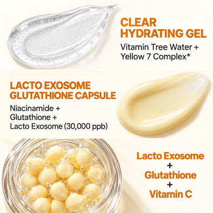 Yellow 7 complex flat lay: pumpkin, grapefruit, carrot, mango, banana, orange and paprika extracts
