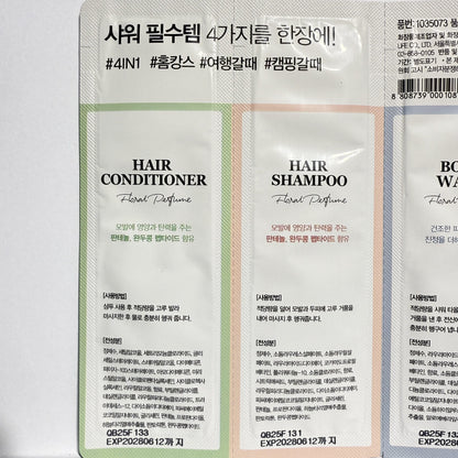 single-use body wash travel kit with 4 functions