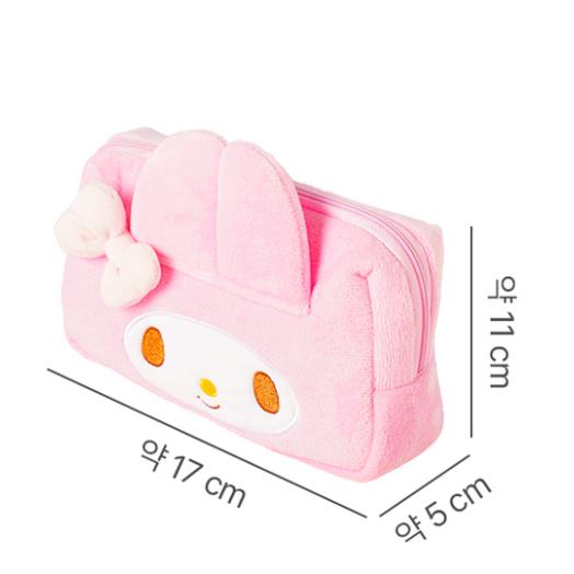 Daiso Korea Sanrio My Melody pouch with size details 17cm x 11cm x 5cm, ideal compact Sanrio makeup pouch or Korea Daiso pouch bag