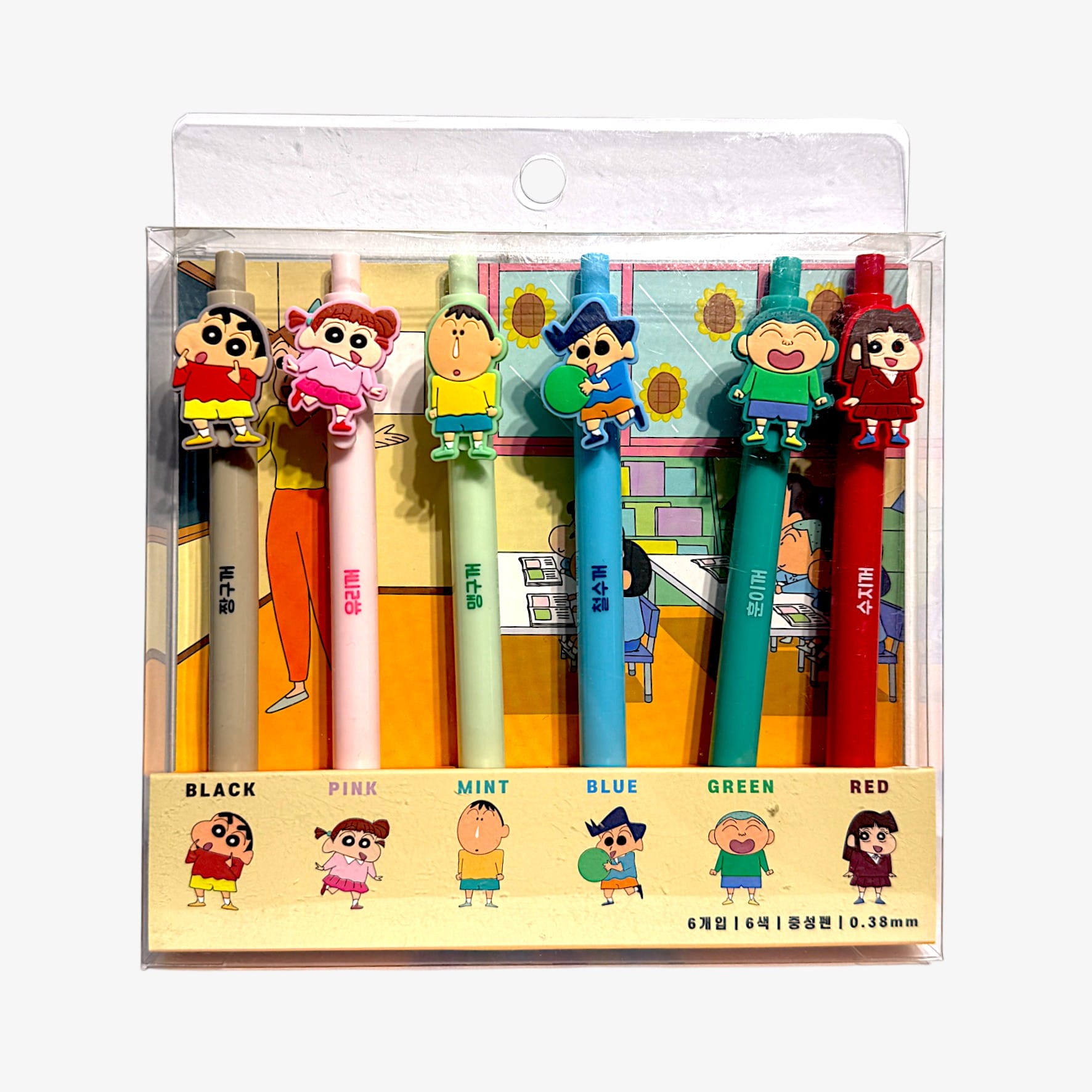 cute crayon shin chan multi-color pen set - Jjanggu Gel Pen Set 6P