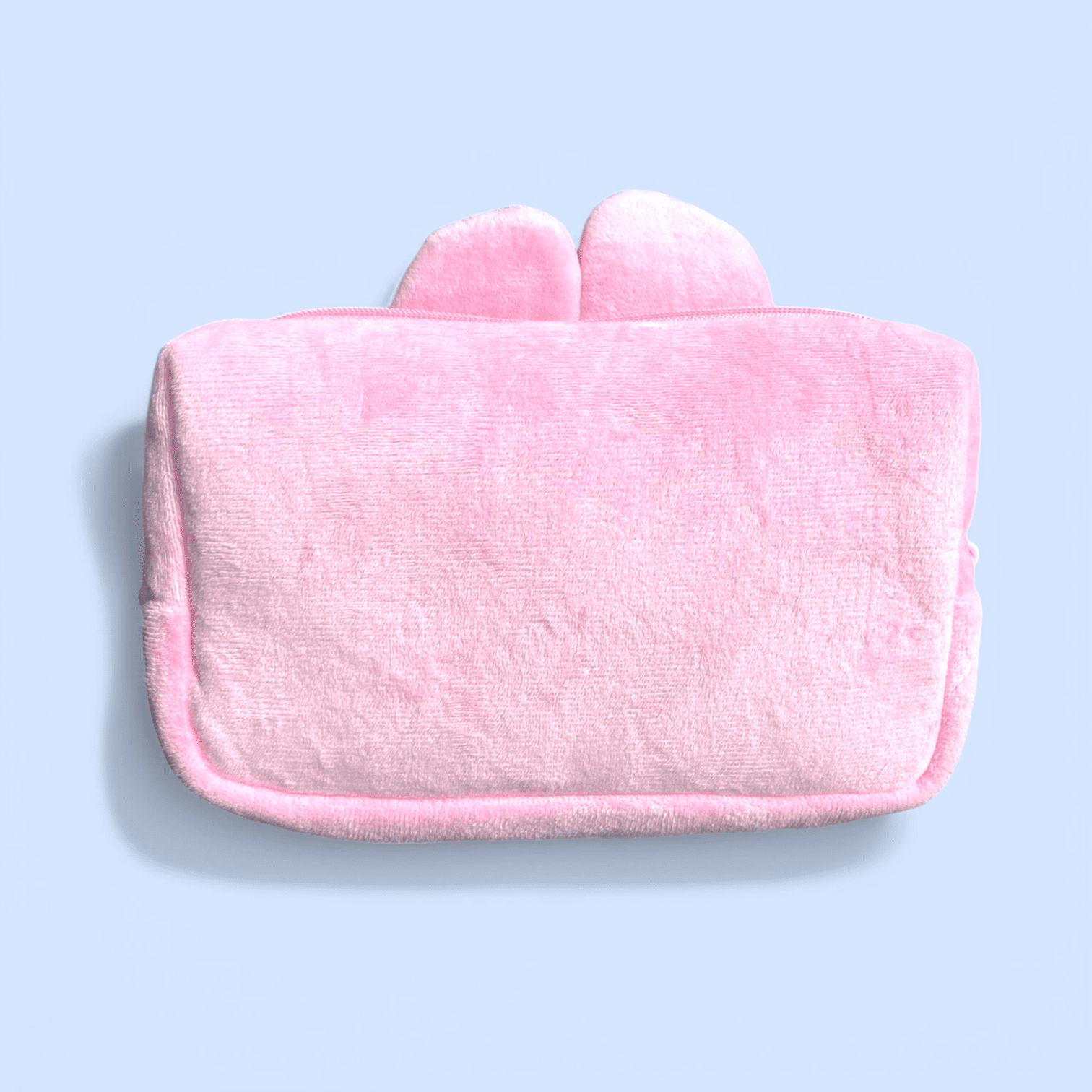 Daiso Korea plush pink Sanrio My Melody pouch back view, soft texture ideal for Sanrio pouch bag or Korea Daiso makeup storage