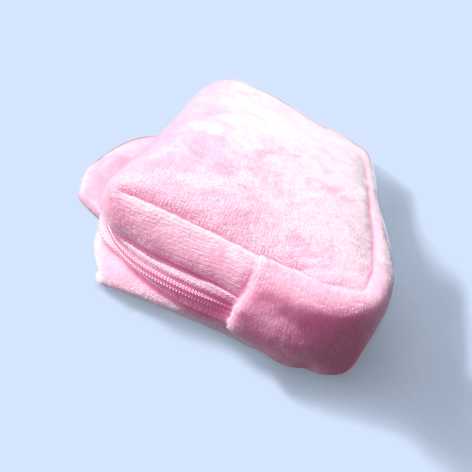 Daiso Korea soft pink Sanrio My Melody pouch side view, plush texture perfect for Sanrio makeup pouch or Korea Daiso products