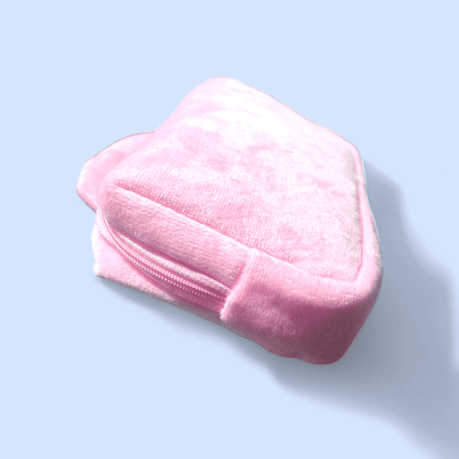 Daiso Korea soft pink Sanrio My Melody pouch side view, plush texture perfect for Sanrio makeup pouch or Korea Daiso products