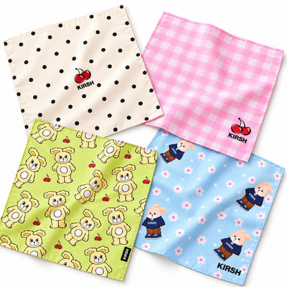 KIRSH cotton handkerchief 40x40cm in four colors, a cute Korean cotton handkerchief with the cherry logo