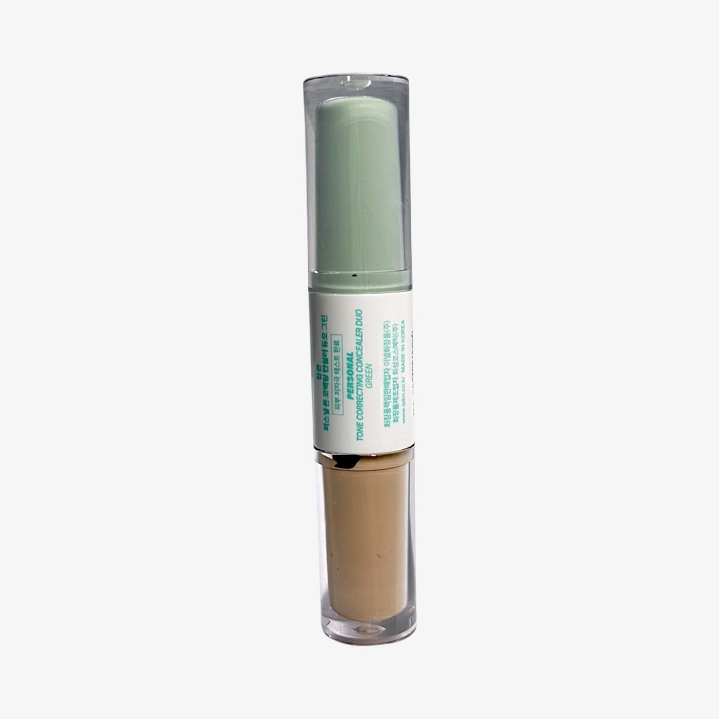 Green color corrector stick with Korean base makeup