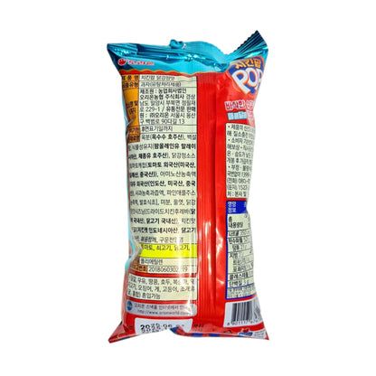 korean snacks chips with sweet and spicy chicken flavor