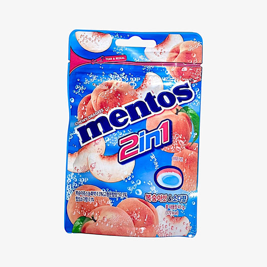korean peach soda candy Mentos 2in1

peach soda candy with peach flavored candy

korean snacks with soda flavored candy

chewy asian fruit candy with soda burst

sweet and fizzy peach soda sweet

korean candy with peach soda flavor

candy from korea in resealable pack

refreshing peach flavored candy treat

korean soda candy for fresh moments

fizzy peach candy loved by k-snack fans