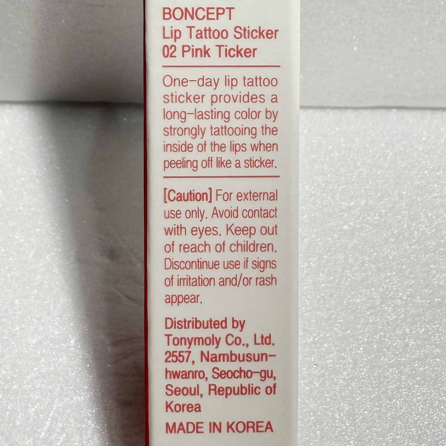 pink korean lip tattoo with peel-off finish