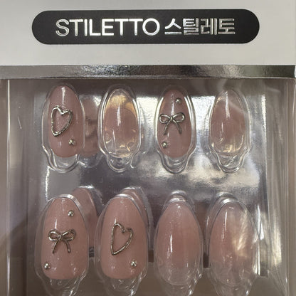 Too Cool For School Ribbon Core Real Wear Nail Tip – Press On Nails Almond Shape Pink | Best Pink Almond Press On Nails