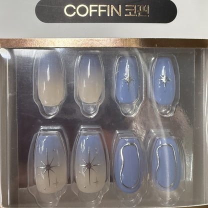 korean skincare best nail quality with press on nail kit blue