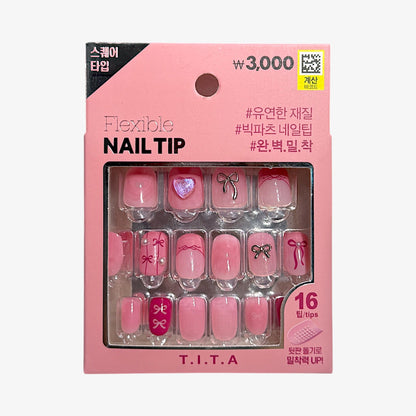 best pink press on nails 25SS Tita Press Square Tip