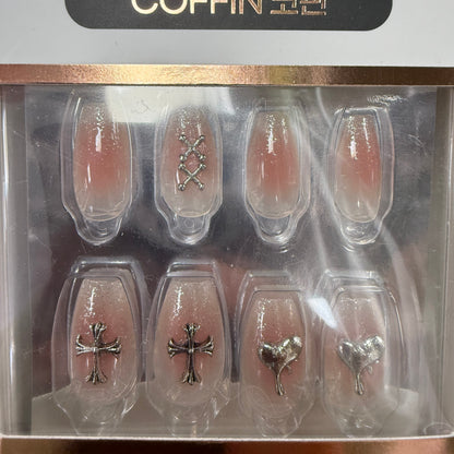 Too Cool For School Romantic Silver Real Wear Nail Tip – Press On Nails Silver | Best Silver Press On Nails for Wedding