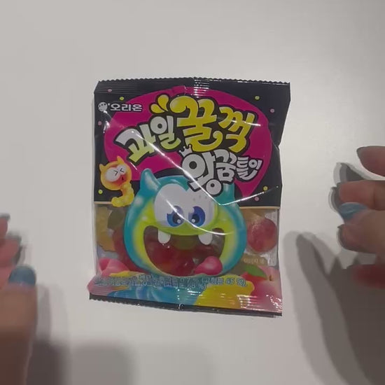 gummy worm from Korea with fruit jelly inside