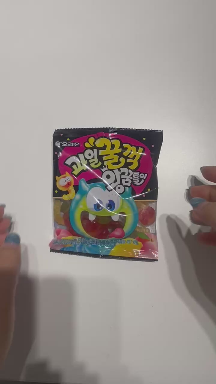 gummy worm from Korea with fruit jelly inside