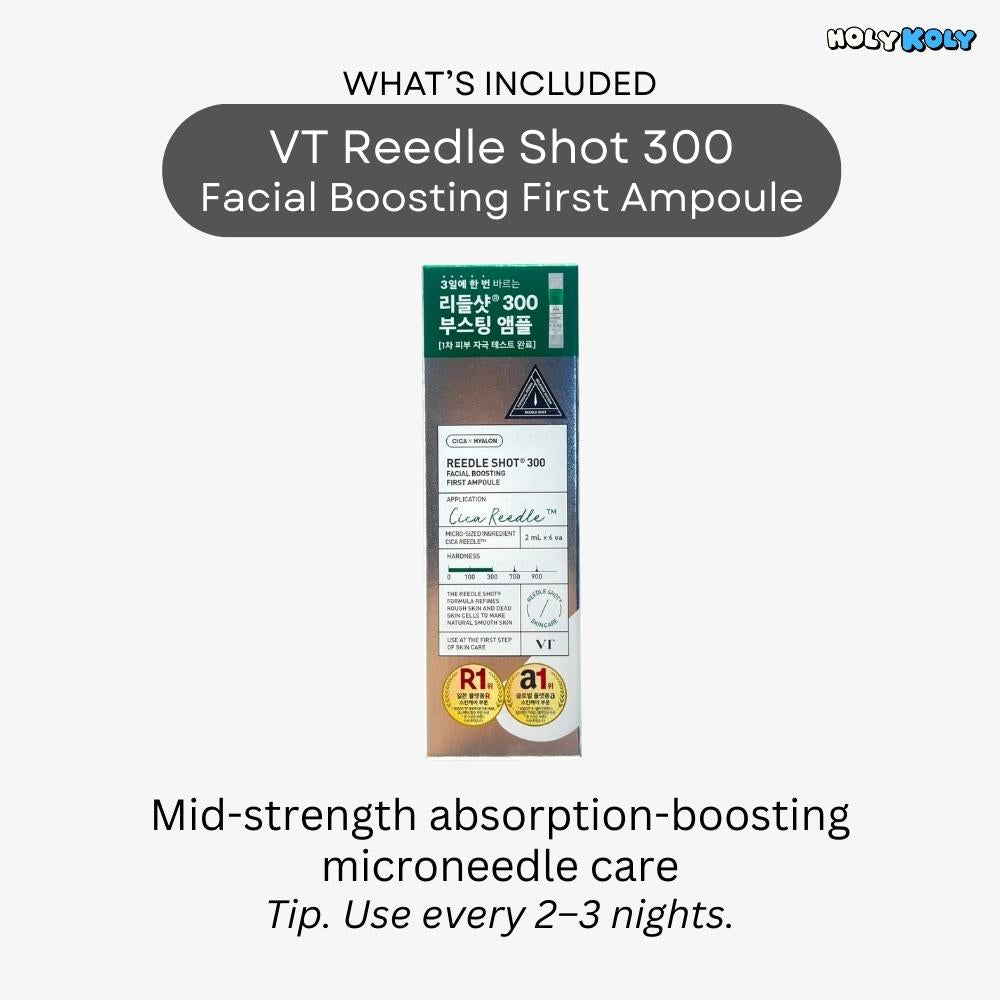 VT Reedle Shot 300 facial boosting ampoule 2ml trial size for mid-strength microneedle skincare